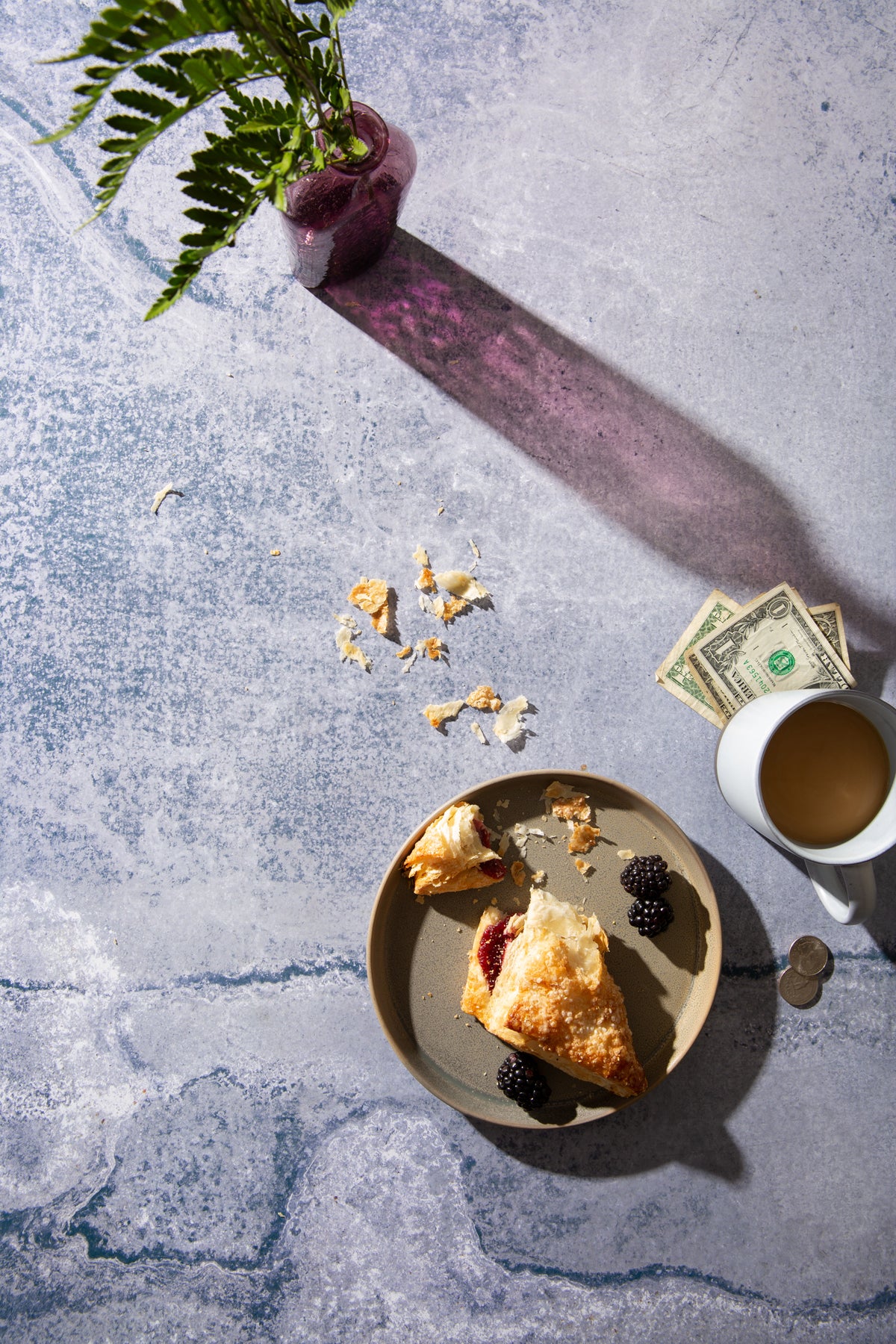 Arlo Food Photography Background with croissant and cup of coffee