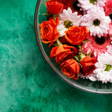 Fern Food Photography Background with bowl of flowers