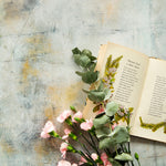 Hans Food Photography Background with flowers and book
