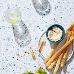Hope Food Photography Background with breadsticks, cheese and grapes