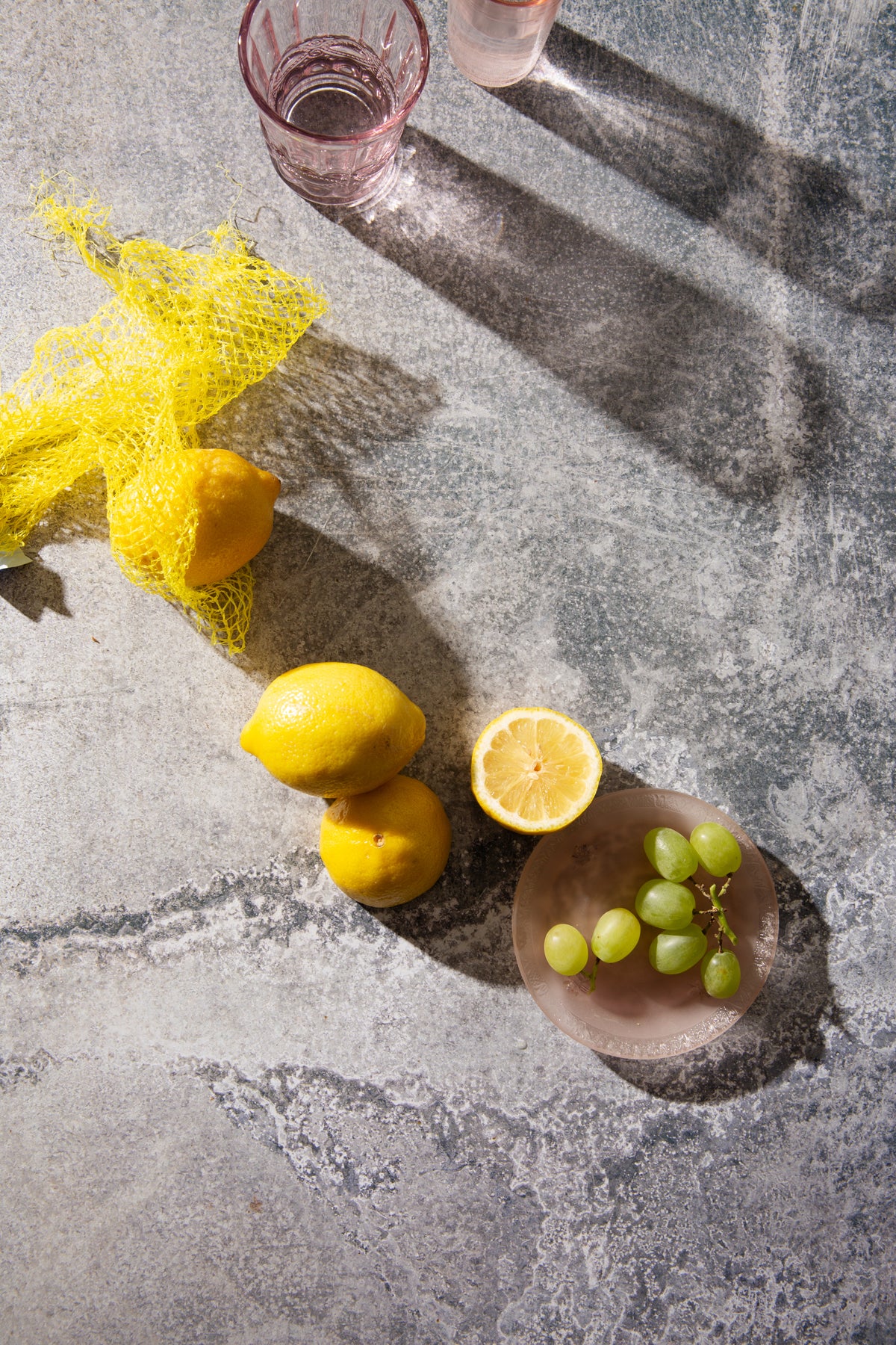 Jett Food Photography Background with lemons and grapes
