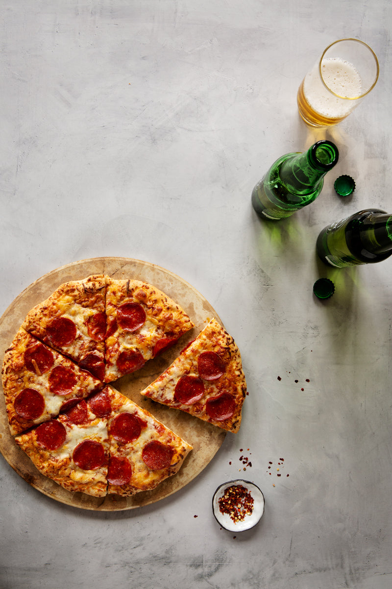 Luna Food Photography Background with pizza and beer