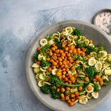 Maya Food Photography Background with bowl of pasta and chickpeas