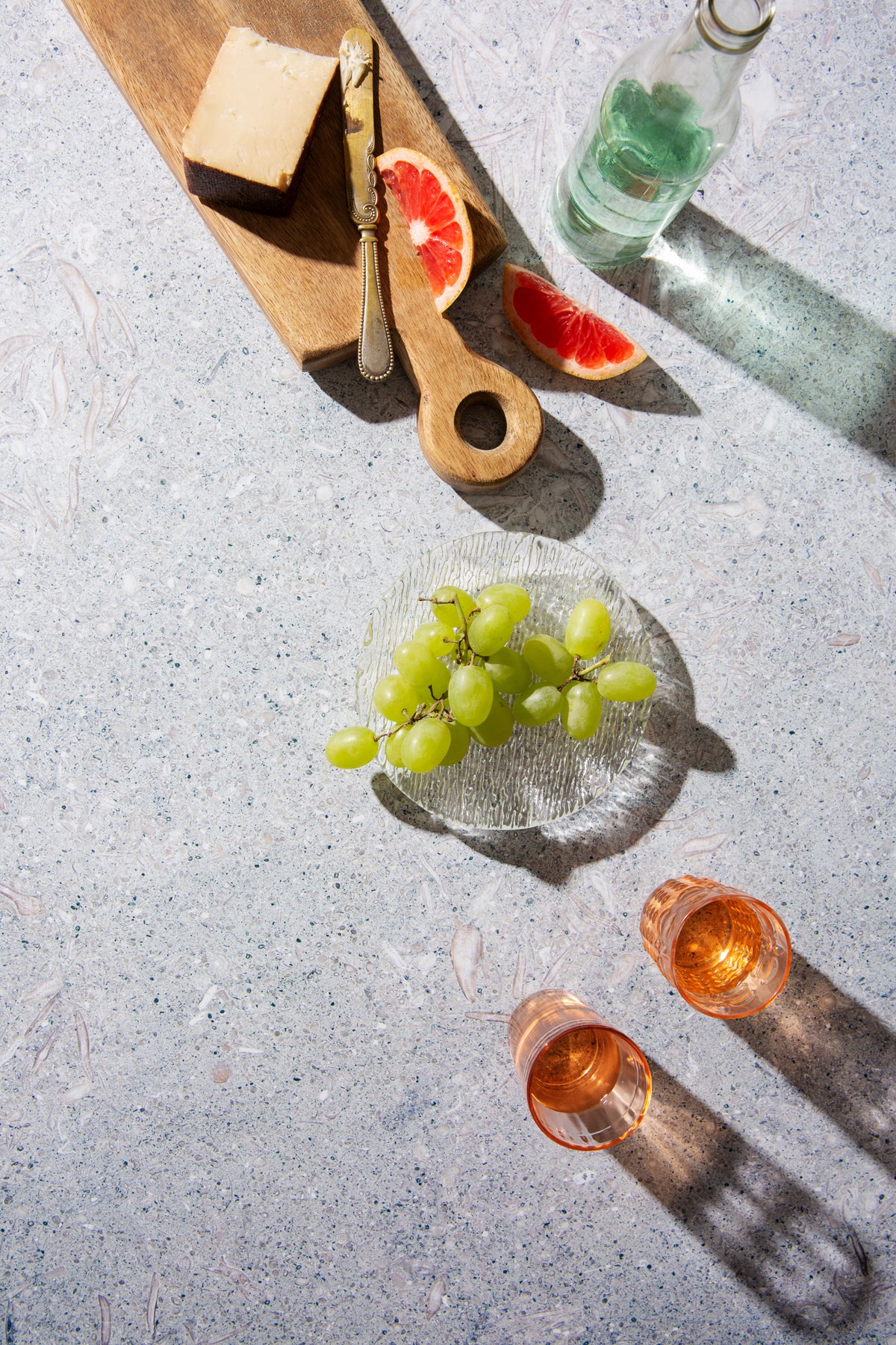 Pax Food Photography Background with cheese and grapes