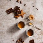 Rustic stone photography surface with cookies and coffee