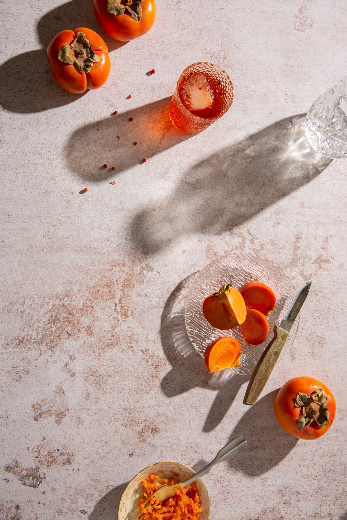 Ruby Food Photography Background with persimmons