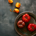 Ash Food Photography Background with heirloom tomatoes