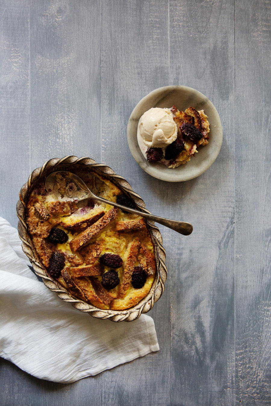 Eloise Food Photography Background with bread pudding