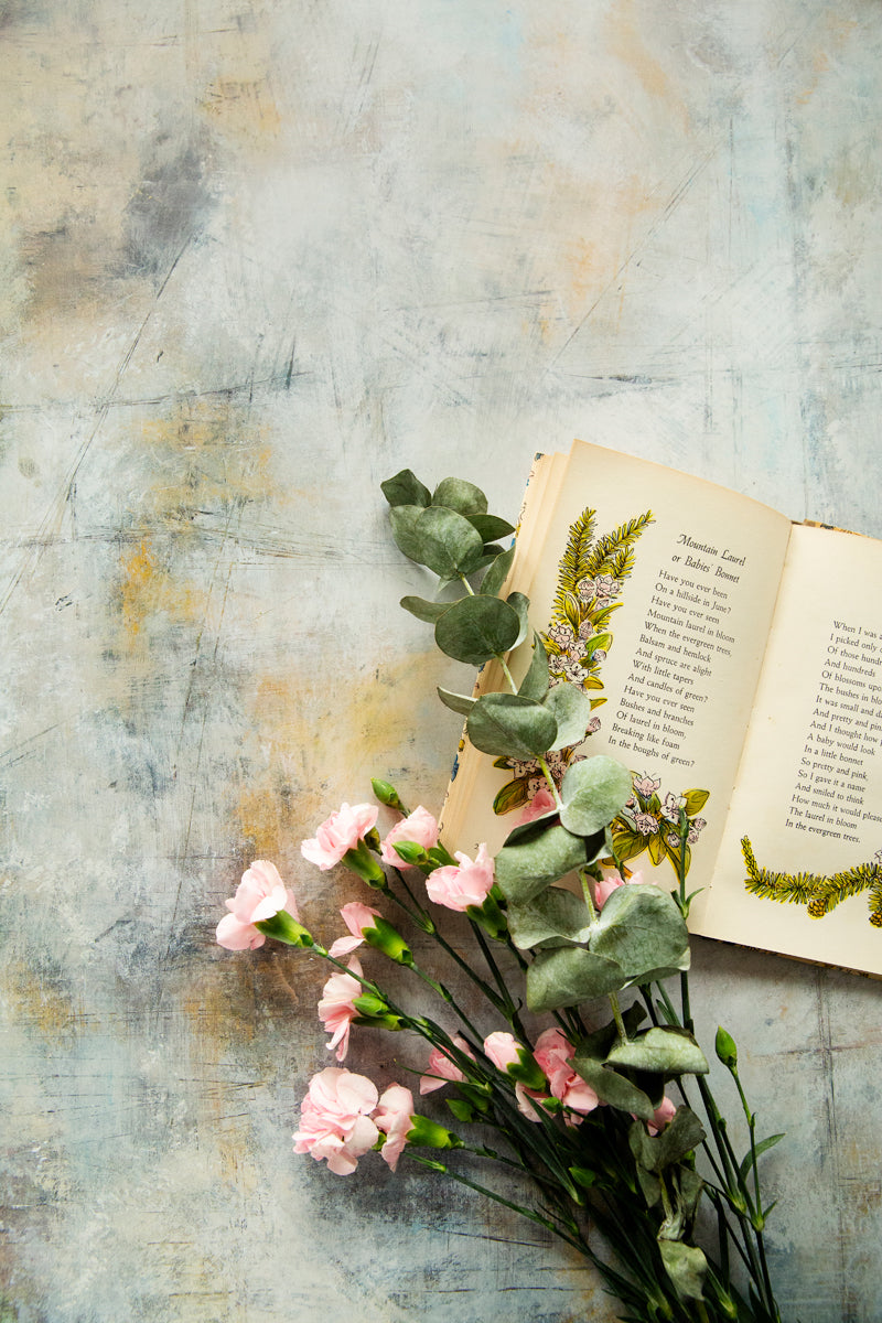 Hans Food Photography Background with flowers and book