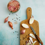 Neko Food Photography Background with shallots on a cutting board
