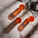 Puck Food Photography Background with orange glasses and decorative red berries