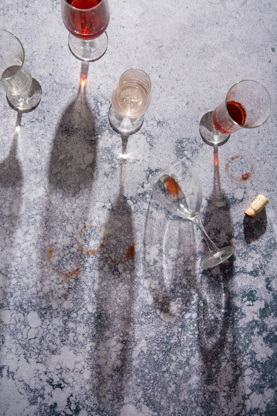 Raven Food Photography Background with used wine glasses