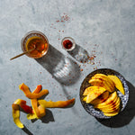 Skye Food Photography Background with sliced mango, honey and chili flakes